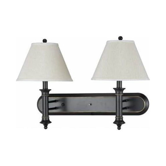 2-Light 60W Metal Wall Lamp w 3-Way Push Switch in Dark Bronze