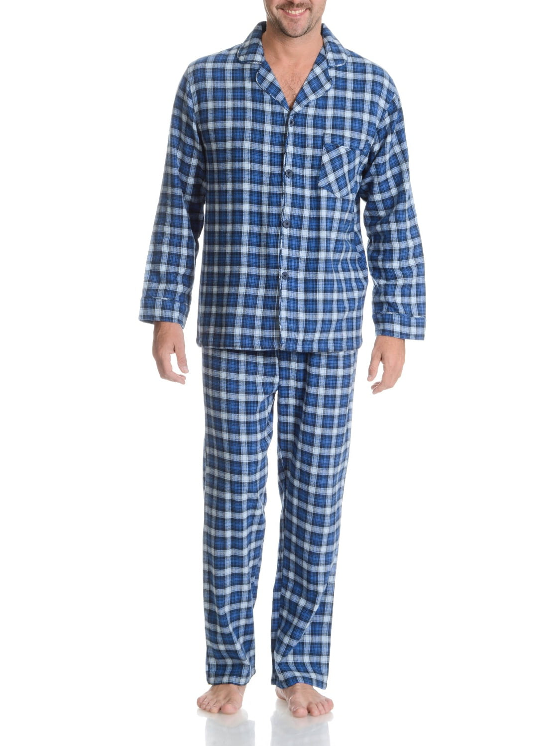 Hanes - Hanes Platinum Hanes Men's Flannel Plaid Pajama Set Blue Plaid ...