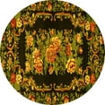 thumbnail image 1 of Ahgly Company Machine Washable Indoor Round Medallion Yellow French Area Rugs, 5' Round, 1 of 4