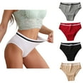 thumbnail image 3 of 5 piezas de bragas suaves para mujer, de cintura alta, de bikini, tangas, bragas para mujer, transpirables L, 3 of 9