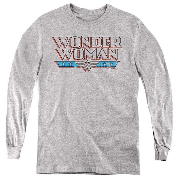 Wonder Woman Wonderwoman Retro 2 Kids Long Sleeve T Shirt (X-Large) for Youth Boys and Girls, Athletic Heather