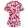 thumbnail image 2 of Valentines Day Women's Nurse Uniforms Summer Love Heart Printed V-Neck Breathable T-Shirts Short Sleeve Professionals Soft Stretch Scrub Tops with Pockets hot pink 5X-Large, 2 of 4