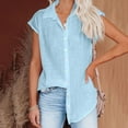 thumbnail image 7 of T Shirts For Women Womens Tops Casual Solid Color Breathable Single Breasted Shirts Short Sleeve Tops, 7 of 7