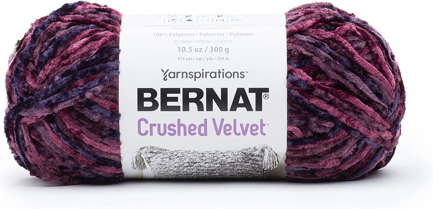 Bernat Crushed Velvet Burgundy Yarn - 2 Pack of 300g/10.5oz - Polyester - 5 Bulky - 315 Yards - Knitting/Crochet