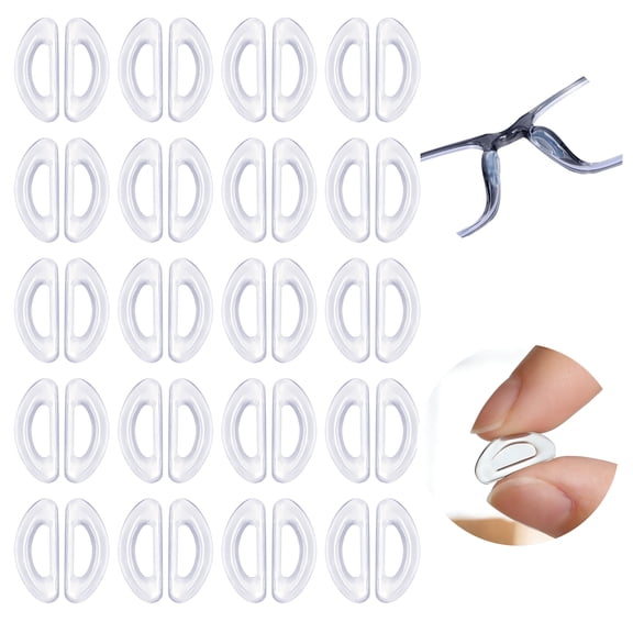 HBMYN 4 Pairs Eyeglass Nose Pads,D Shape Nose Pads for Glasses,Adhesive Nosepads,Anti-Slip Silicone Nose Pads for Eyeglasses