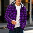 thumbnail image 2 of Bysome Men Hoodies Plaid Print Long Sleeve Hooded Shirts Autumn Warm Men Hoodie Size XL Purple, 2 of 8