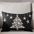 thumbnail image 3 of Christmas Throw Pillow Cover,Summer Ocean Starfish Shell Black Stripes Rectangle Decorative Pillow Case Protector Soft Cushion Cover Lumbar Pillowcase for Couch Sofa Bedroom Car Chair Decor 16x24 In, 3 of 8