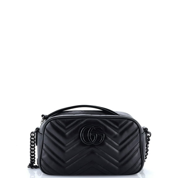 Pre-Owned GG Marmont Monochrome Shoulder Bag Matelasse Leather Small By Rebag