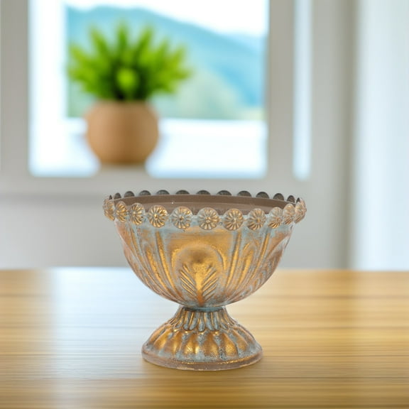 YSNOOWE 1Set Small Floral Urn Planter in Golden for Storage 15.50X15.50X13.00in