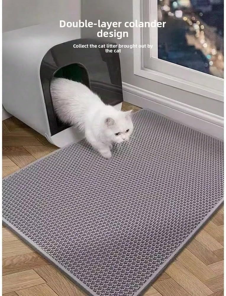 Waterproof Cat Litter Mat, Double-Layer Non-Slip Honeycomb Design with Soft Thick Pad for Litter Control & Cozy Cat Resting, 30*45CM