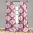 thumbnail image 2 of Floral Window Curtains, Checkered Rose Square Pattern With Chamomile Sketch English Garden Romance, Lightweight Decor 2-Panel Set with Rod Pocket, Pair of - 28"x63", Rose Pale Fuchsia, by Ambesonne, 2 of 3