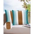 thumbnail image 6 of Pack of 2 Outdoor Pillow Covers, Boho Brown and Blue Striped Tribal Farmhouse Style Waterproof Square Throw Pillowcase Cushion Decorative Pillow Covers for Couch Patio Tent, 18x18 in, 6 of 6