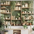 thumbnail image 5 of Green Plant Bookshelf Tapestry Botanical Bookshelf Tapestries Wall Hanging Modern Potted Plants Bookshelf Backdrop Large Tapestry for Bedroom Living Room Dorm 60 x 40 inch, 5 of 7
