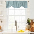 thumbnail image 3 of Vintage Haze Blue Tie Up Valance Curtains for Windows, Kitchen Curtains Window Treatments, Farmhouse Retro Solid Color Linen Texture Short Window Shades Valances for Bedroom Bathroom Cafe 42"x12", 3 of 8