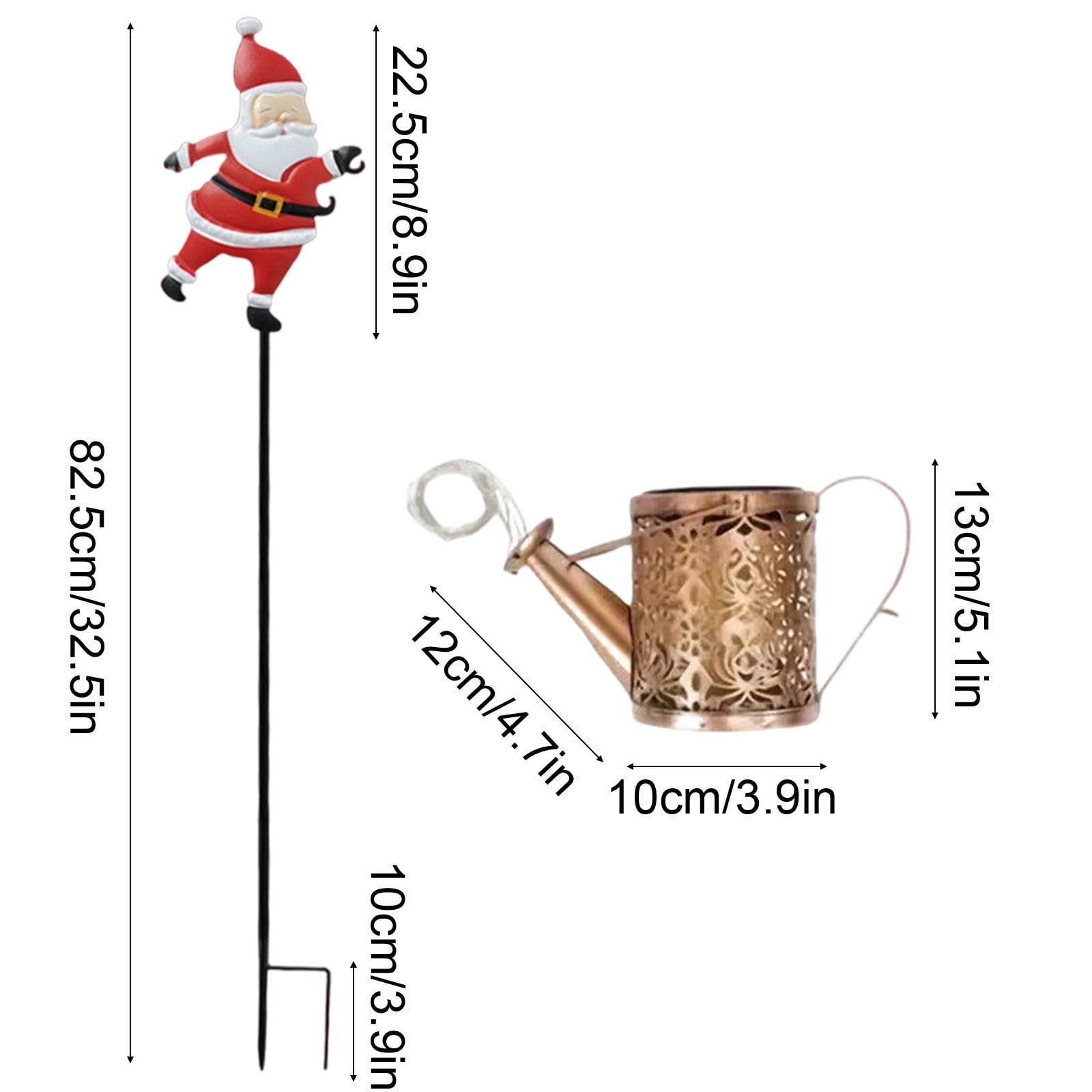 Christmas Gold Solar Santa Kettle Lights Garden Lawn Decorative Lights,Garden Solar Watering Can Light Christmas Santa Ground Light Outdoor Xmas Yard Decor Lamp for Outside Gardens Gift Lawn Patio