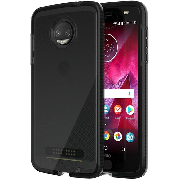 Tech21 Black Smoke EVO Check Anti-Shock Case TPU Cover for Motorola Moto Z2 Force (XT1789)