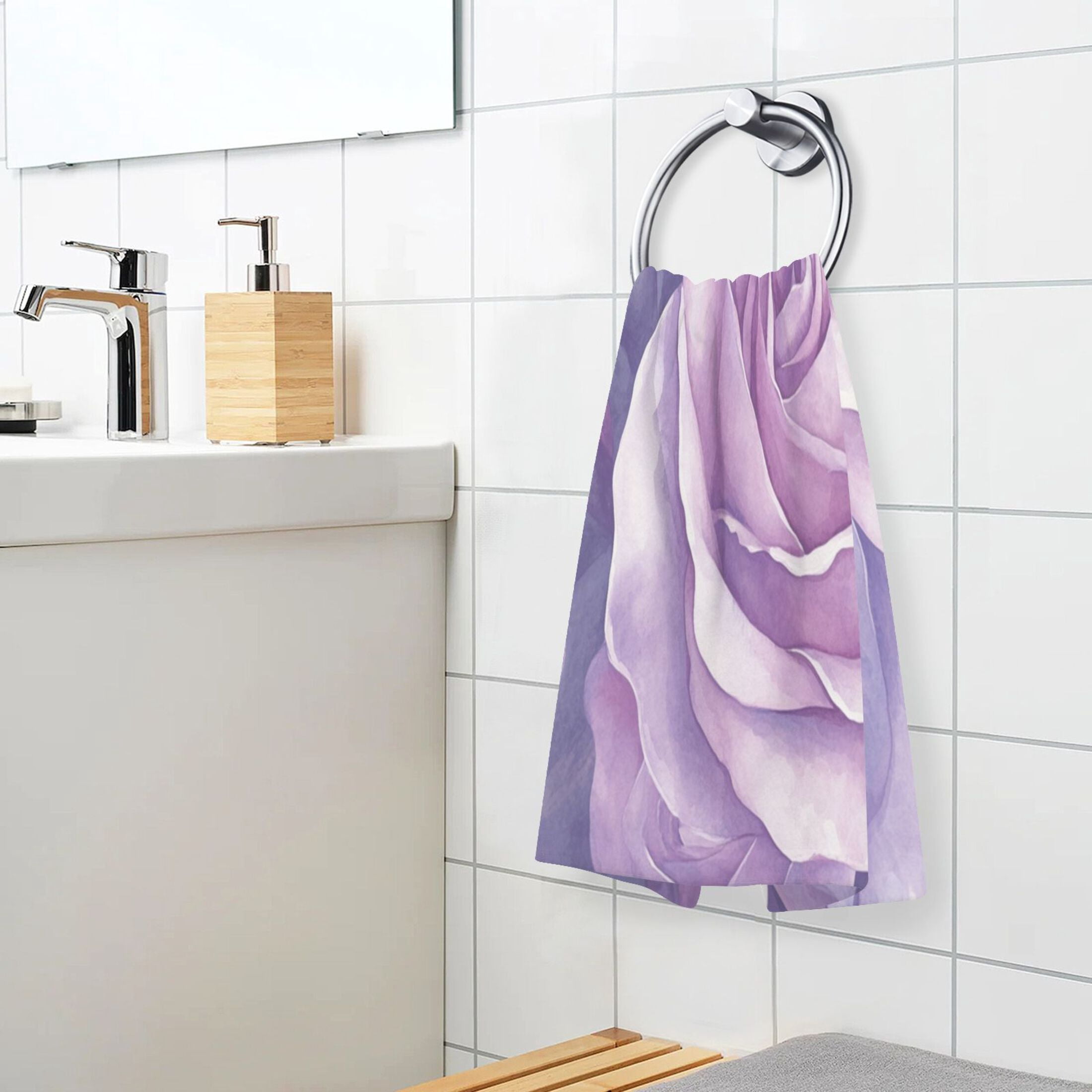 Cotton Towel Two-Piece 16x28 Inch One Sizex2 Face Towel Set Towel Set Cotton Hand Bath Towel Bathroom Beach Lavender Roses