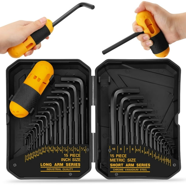 Juego de llaves hexagonales ELEAD de 31 piezas, llave Allen SAE y métrica