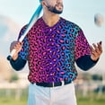 thumbnail image 6 of Daiia Leopard Neon Rainbow Gradient Mens Baseball Jersey Button Down Shirts Short Sleeve Sports Uniforms-XX-Large, 6 of 9