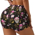 thumbnail image 2 of Kdxio Skull Daisy Print Workout Shorts for Women Seamless Soft Smooth Gym Yoga Scrunch Active Shorts, 2 of 5