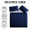 thumbnail image 2 of Ameha 3 Piece Quilt Set Chevron Embossed Bedspread Reversible Ultrasoft Microfiber Adult Bedding Navy Blue Color King, 2 of 9