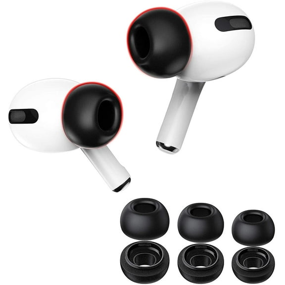 Premium Memory Foam Tips for AirPods Pro. No Silicone Eartips Pain. Anti-Slip Eartips. Fit in The Charging Case, 3 Pairs (S/M/L, Black)