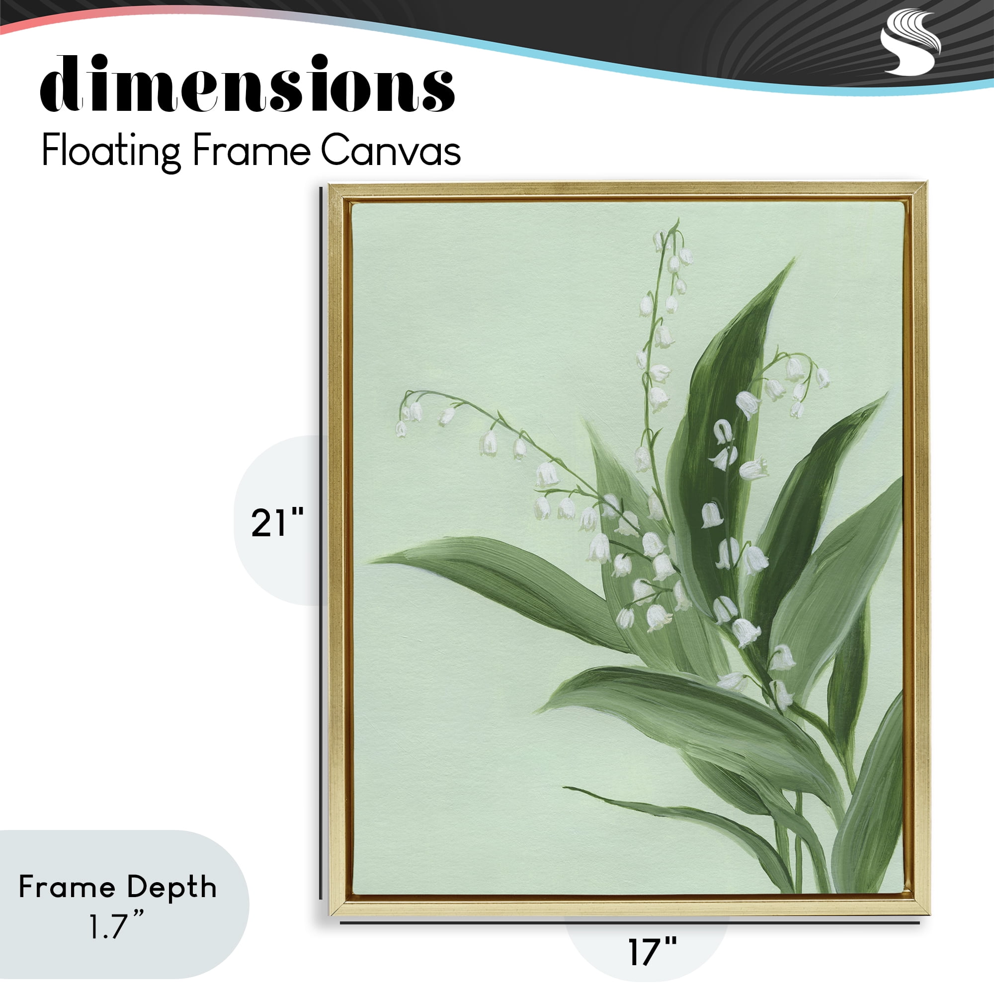 Stupell Industries Gentle Lily of Valley Gold Framed Floater Canvas Wall Art, design by Grace Popp