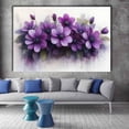 thumbnail image 2 of Mudket Framed Canvas Wall Art Purple Flower Floral Prints Wall Decor Vintage Botanical Canvas Print Ready to Hang for Living Room Bedroom Office Farmhouse Flower Wall Pictures - 12"L x 8"W, 2 of 10