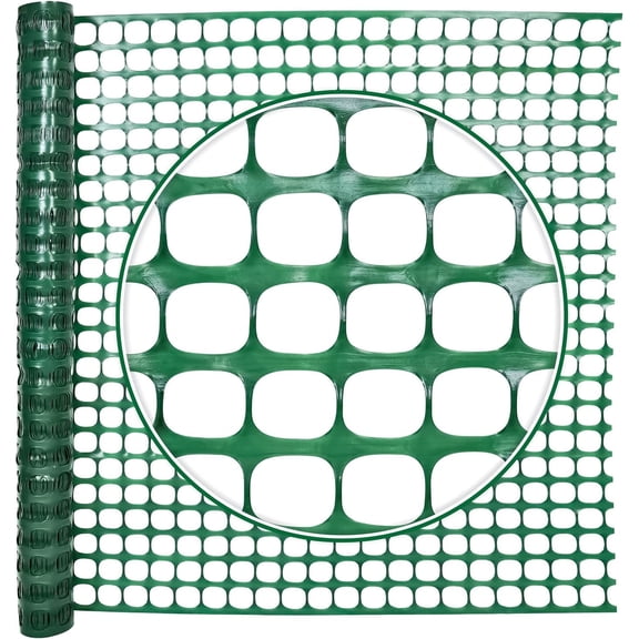 Fencer Wire 4 ft. x 100 ft. Outdoor Snow Fence, Plastic Safety Mesh, Temporary Garden Netting for Poultry, Rabbits, Chicken & Dogs, Opening Mesh Size 1.6" x 1.6" (Green)