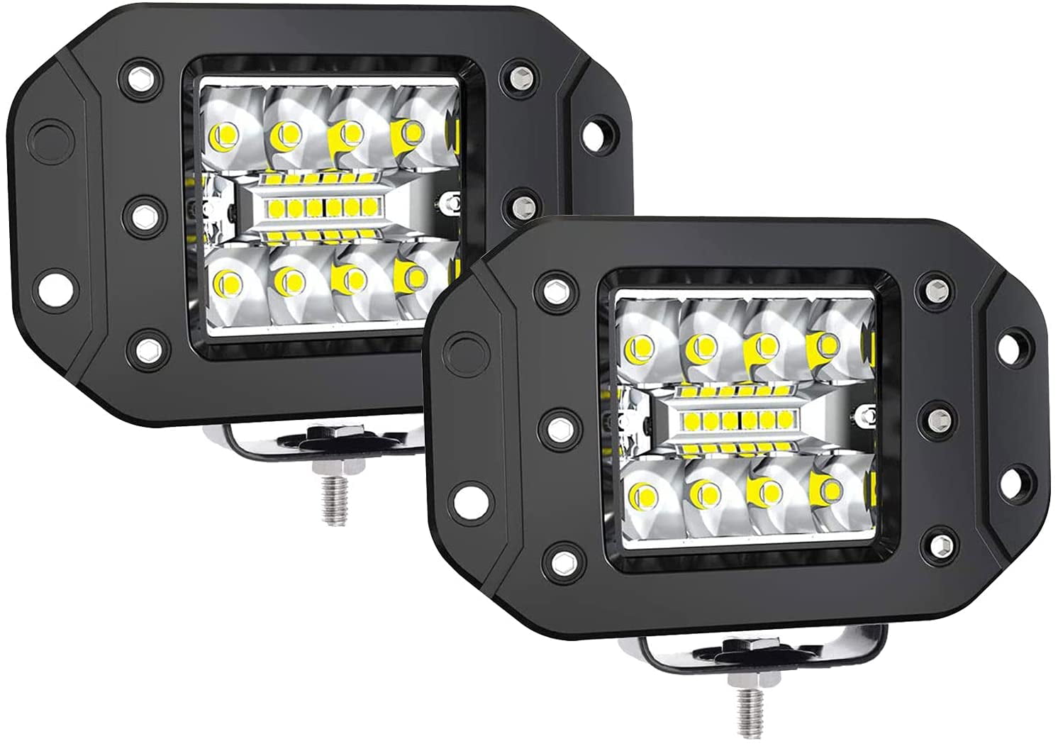 2pcs 4inch 200W CREE LED Work Light Bar Pods Flush Mount Combo Driving Lamp 12V