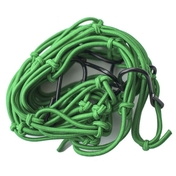 Race-Driven Motorcycle ATV Cargo Net 15 x 15 inch with 6 Hooks Mesh Web - Green