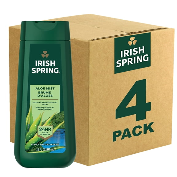 Irish Spring Aloe Mist Moisturizing Body Wash for Men, 24-Hour Fresh, Face and Body Wash, Men’s Body Wash, Biodegradable Ingredients, Paraben Free, Aloe Mist Scent, 20 fl oz Bottle