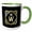 Green/White, variant on 3drose, Letter W- Image of Monogram with Crown and Blue Star- Not Metal Foil, 11oz Two-tone Black Mug