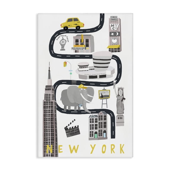 Stupell Industries New York Whimsical Travel City Cityscapes Painting Wrapped Canvas Canvas Art Print Wall Art, 16 x 24