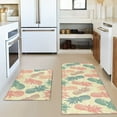 thumbnail image 3 of Pineapple Kitchen Rugs and Mats Sets of 2,Farmhouse Kitchen Decoration Rubber Backing Non-Slip Absorbent Mats for Sink Waterproof Runner Rug for Laundry Room,Pink 17x24+17x48inch, 3 of 5