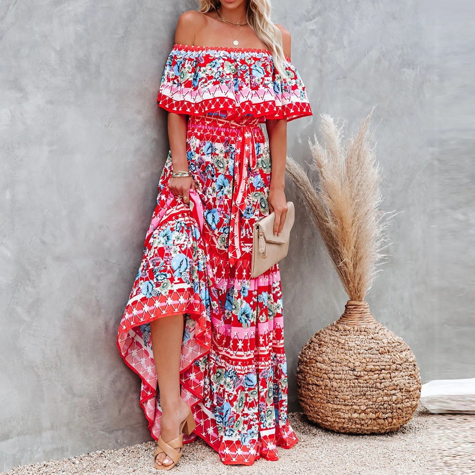 VEKDONE Clearance 2025 Womens Summer Off Shoulder Beach