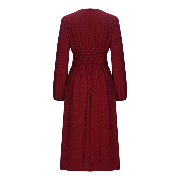 Womens Chiffon Cocktail Maxi Dress, Long Sleeve V Neck Chiffon A-Line Flowy  Wedding Guest Dresses House Dresses for Older Women Wine S - Walmart.com