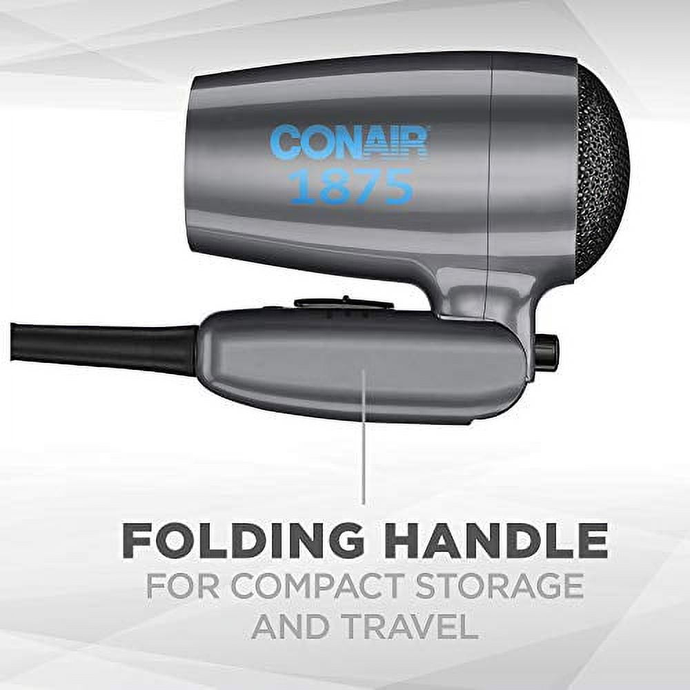 Conair 1875 Watt Compact Dual Voltage Travel Hair Dryer with Folding Handle