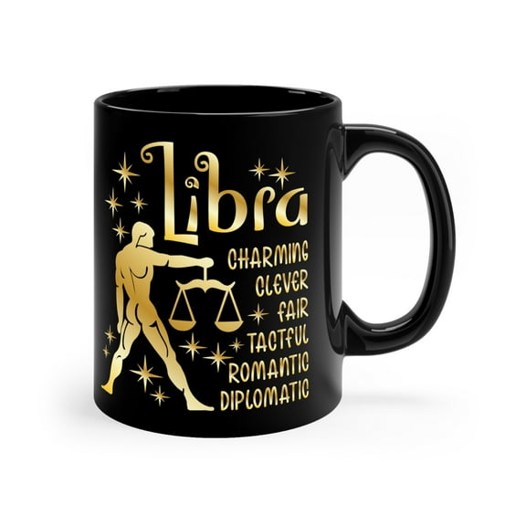 Libra Zodiac 11oz Black Mug