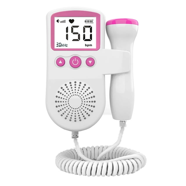 Monitor Doppler fetal, monitor de latido cardíaco por ultrasonido portátil, detector de frecuencia cardíaca no recargable para madres embarazadas (sin batería) (rosa)