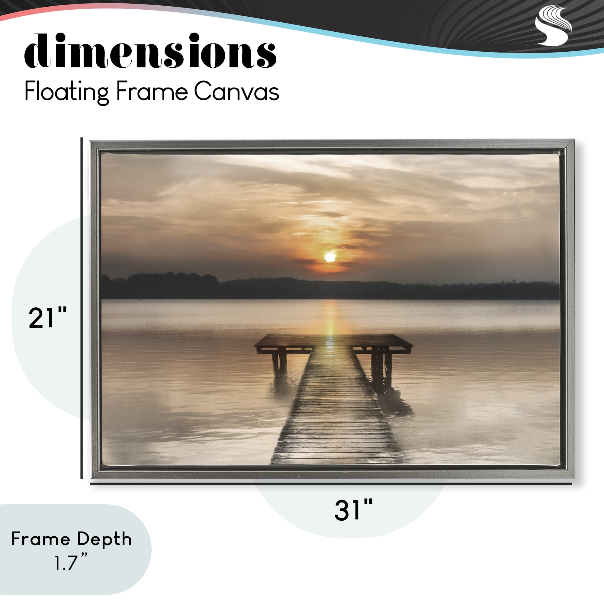 Stupell Industries Centric Reflective Sunrise Gray Framed Floater Canvas Wall Art, design by Irene Weisz