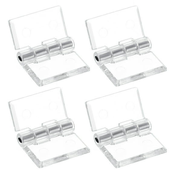 Uxcell 4Pack 25x35mm Acrylic Hinges Clear Folding Hinge with Metal Shaft Transparent