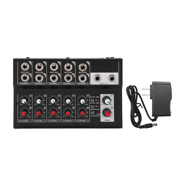 Audios Mixer, 2 Channel Outputs 10 Channel Mixing Console Microphone Input For Music Recording