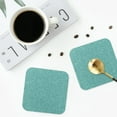 thumbnail image 4 of Yiaed Teal Green Glitter Print Leather Coasters for Drinks - Cup Coasters Coffee Table Kitchen Table Bar, Home & Office Gifts Handmade Drink Coasters-Square, 4 of 6