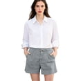 thumbnail image 2 of Women's Pleated Cotton Linen Shorts, High Rise Casual Summer Shorts with Rear Pockets, Soft Breathable Tailored Bottoms, 2 of 7