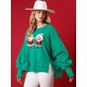 thumbnail image 5 of Sudadera con capucha y parches de purpurina, camiseta vintage, ropa de calle de manga larga ajustada estilo Harajuku, ropa de mujer, camiseta navideña, otoño e invierno 2024, 5 of 5