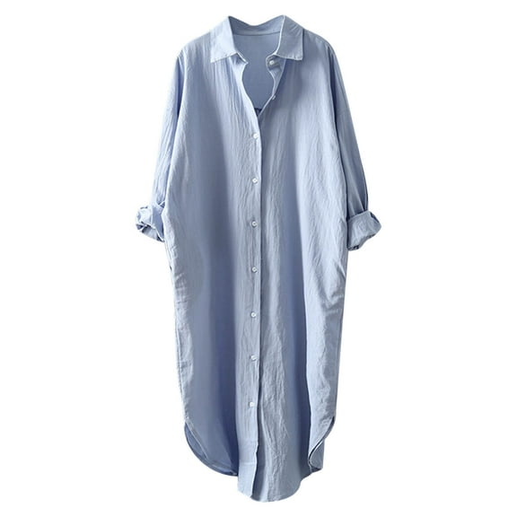 Oalirro Cotton Long Sleeve Tee Shirts for Women V Neck Solid Women Dressy Blouses Tops Casual Long Sleeve