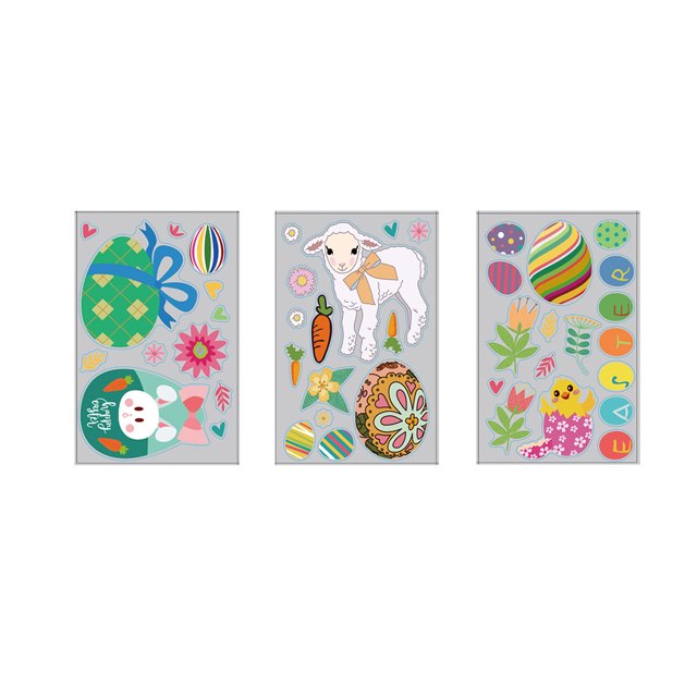 Bewildely Etiqueta engomada de la ventana Dido Huevo de Pascua Ventana estática Paster Animal Festival Decoración Etiqueta de la puerta de vidrio Kits de decoración para fiestas Bewildely HA003573-00