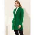 thumbnail image 3 of INSPIRE CHIC Women's Elegant Notched Lapel Button Single Breasted Winter Coat Deep Green M, 3 of 5