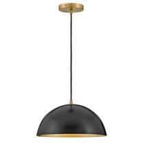 83307BK Lark Lou - 1 Light Pendant In Modern and Mid-Century Modern Style-7.25 Inches Tall and 14 Inches Wide-Black/Lacquered Brass Finish